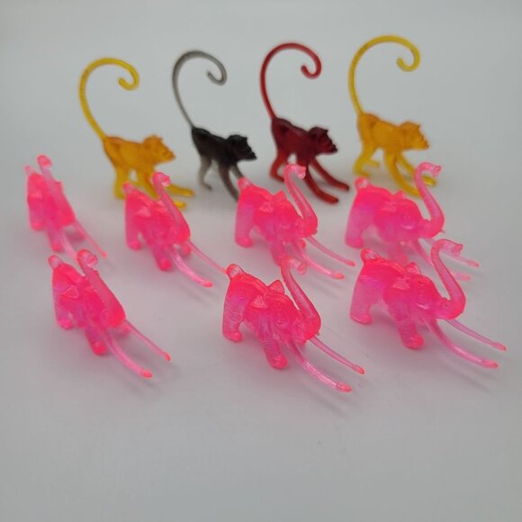 Vintage Cocktail Hanger Marker Zoo Animals 1960s Nron Pink Elephant Monkeys Mix - Picture 1 of 7